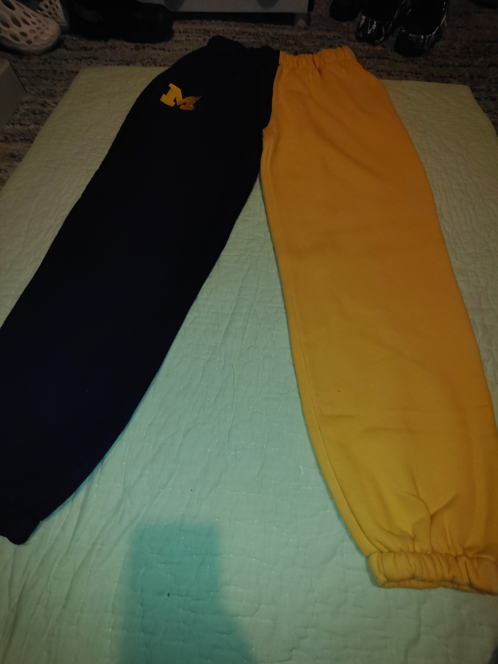Men's Two-Tone Navy and Yellow Joggers with Elastic Cuffs